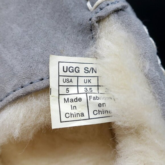 UGG Australia Ansley Slipper Gray Suede Moccasin Loafer Sheepskin Women's 5M - Picture 3 of 4